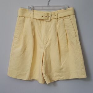 Banana Republic Shorts Womens 10 Belted Soft Yellow Tailored Bermuda High Waist